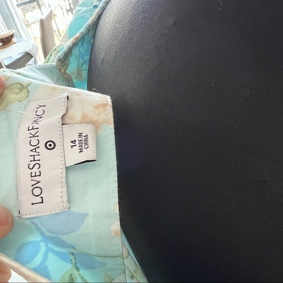 LoveShackFancy Target Estelle puff sleeve blue floral dress size 14 - Picture 4 of 16